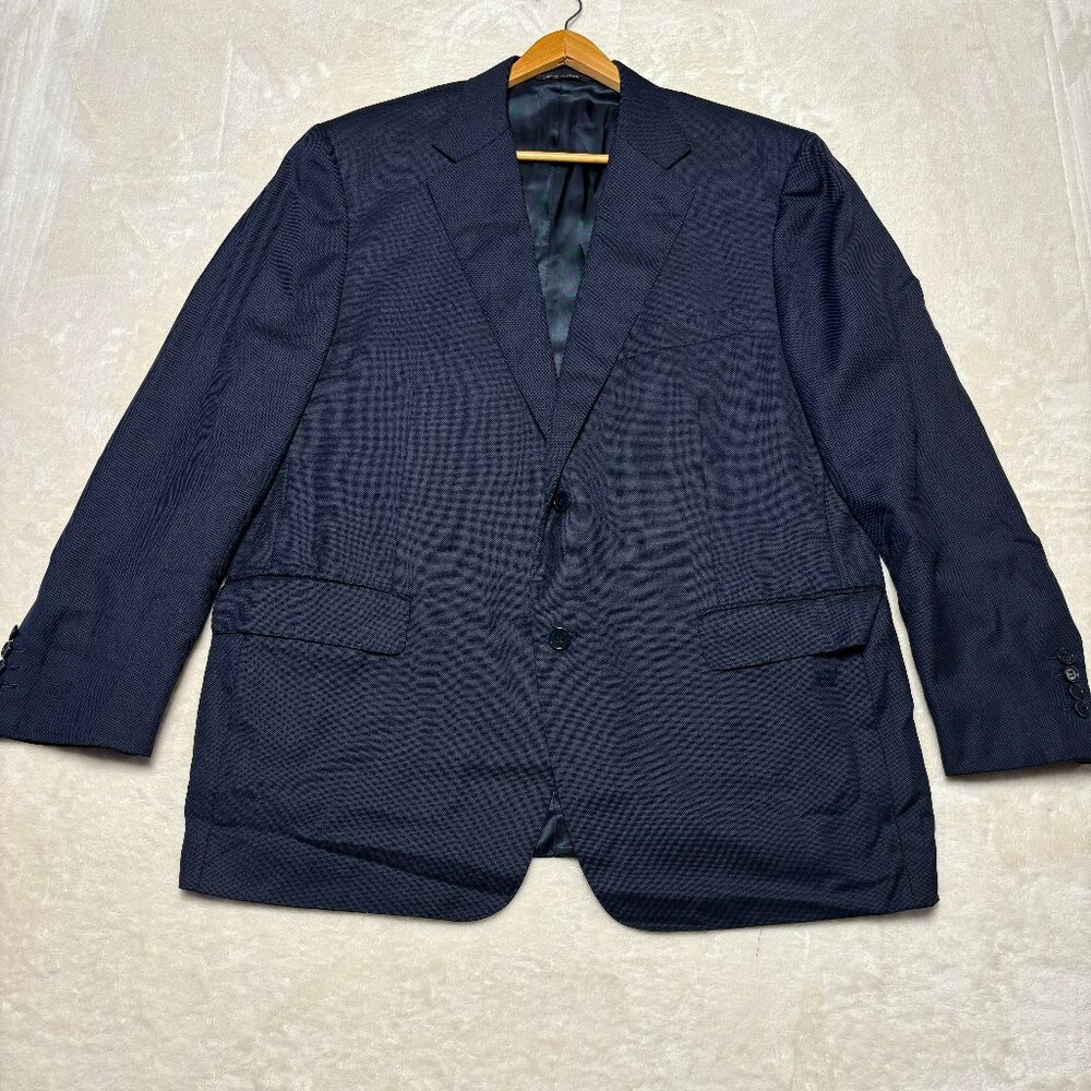 Canali Mens‎ Blazer Size 56 Navy Blue Two Button Sport Coat Jacket Italy Wool